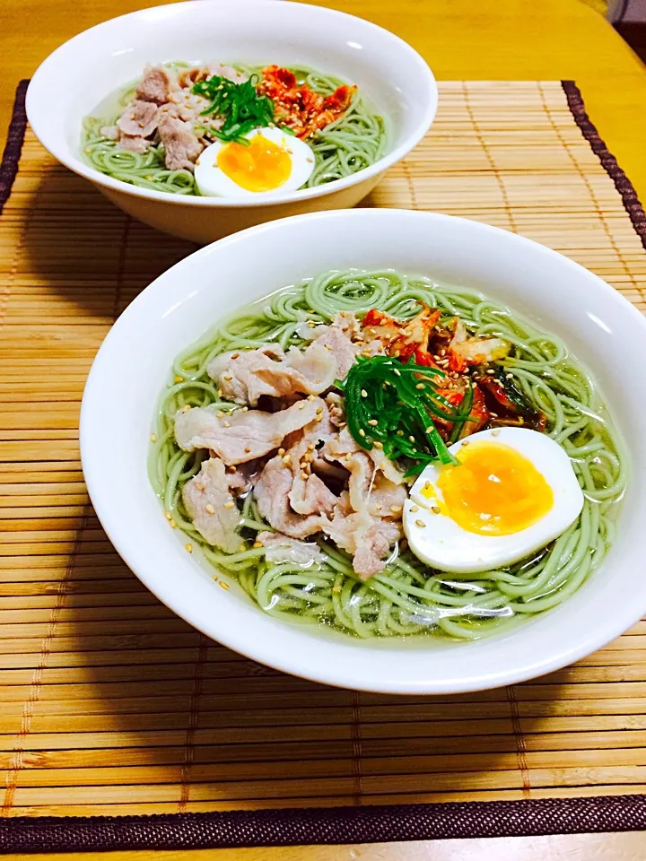 グリーン麺で♪ 笠原流✨冷やし豚なキムチそうめん🐽|ブー吉さん