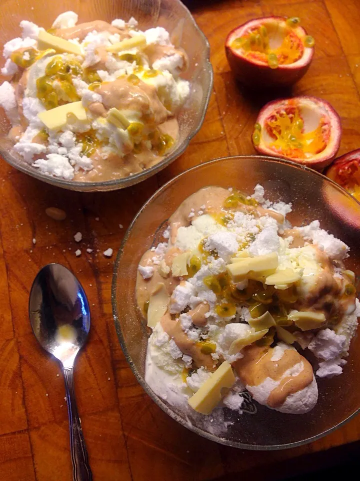 Snapdishの料理写真:Rhubarb Compote with Vanilla x Swiss Meringue x Passionfruit  for Ice Cream Season|KC Agustinさん