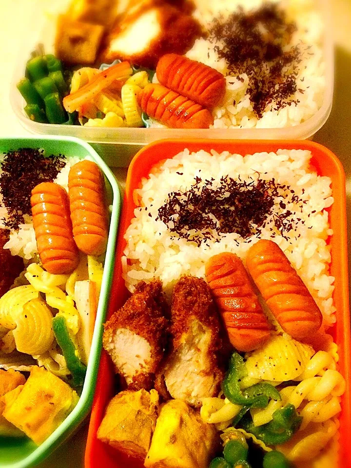 Snapdishの料理写真:三人のお弁当|りんさん