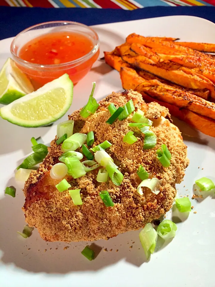 Graham Cracker Crusted Lime Chicken with Sweet Potato Fries|idgara000さん