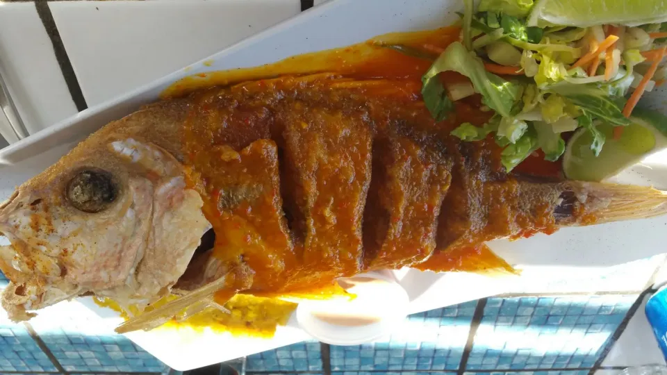 Deep fried red snapper in criolle sauce|Frank Ortizさん