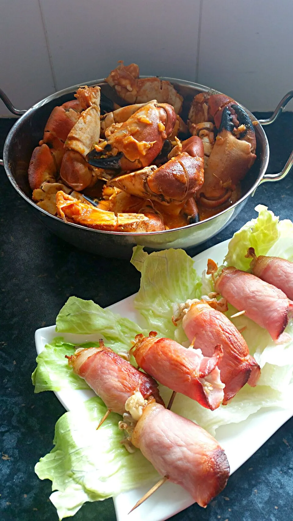 Sour chili crab # bacon wrap mushroom|jane yongさん