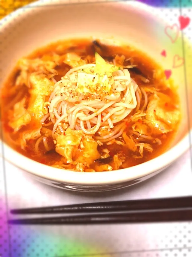 Snapdishの料理写真:サンラータン素麺|もっさんさん