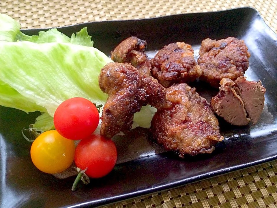 튀기다🐥Fried chicken liver･ﾃｨｷﾞﾀﾞ<鶏ﾚﾊﾞｰの唐揚げ>|🌈Ami🍻さん