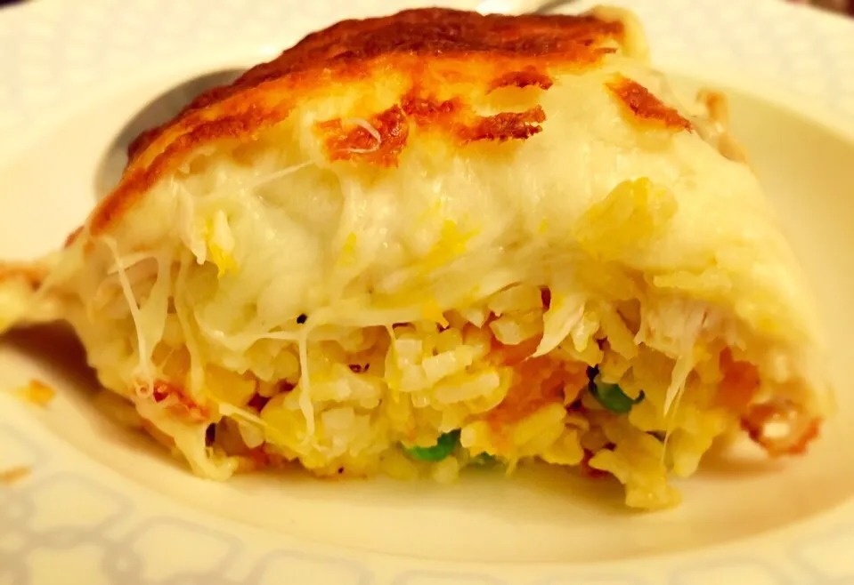 Baked rice with chicken pumpkin and mozzarella cheese|yvonneyunhuさん