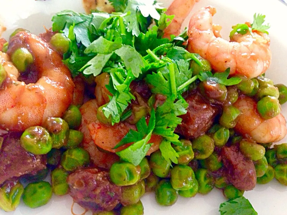 Fresh tamarind prawns with peas and cilantro|Aliceさん