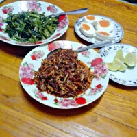 Kangkung Goreng, Telur Masin, Sambal Ikan Bilis
#MalaysianFood|fajirahさん