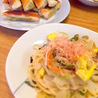 Snapdishの料理写真:そうめんチャンプルーと春巻き|えりんこさん