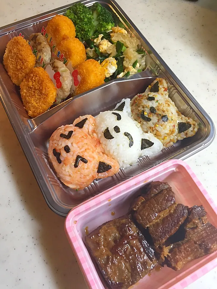 Snapdishの料理写真:トーテムポール猫弁当|こっぷさん