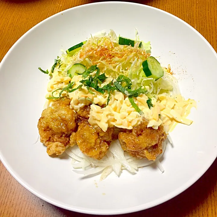 チキン南蛮💕淡路産のサラダ玉ねぎでタルタルソース😮|にゃーあさん