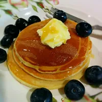 #honey #pancake #blueberry|Meo Wattさん