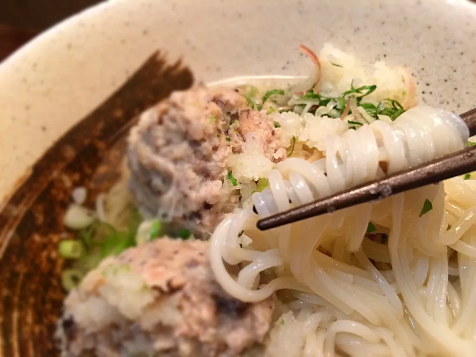 干し椎茸たっぷり 鶏つくねの薬味おろしそうめん4|半田手延べそうめんの店 阿波や壱兆さん