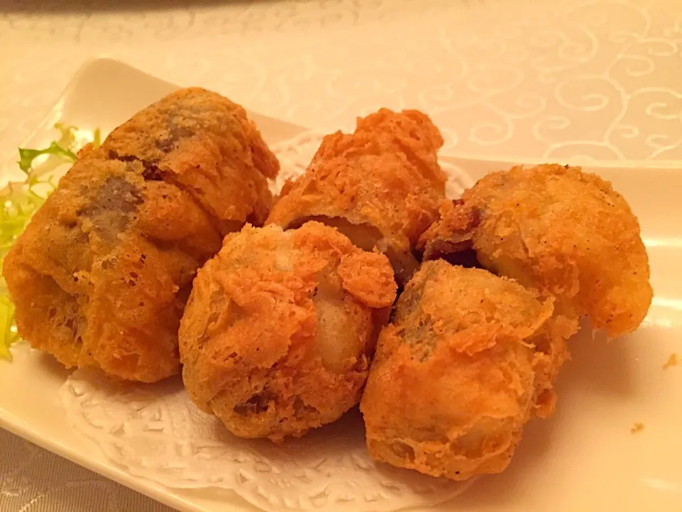 Banana fritter with red bean|sgさん