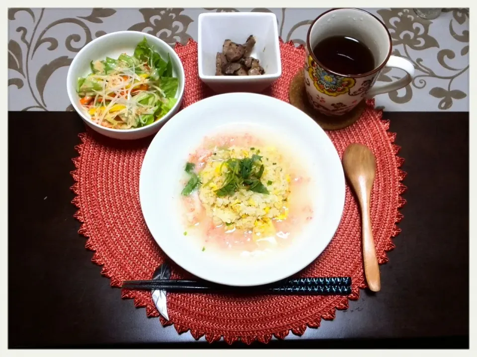 カニあんかけ炒飯
砂肝炒め
サラダ|misaさん