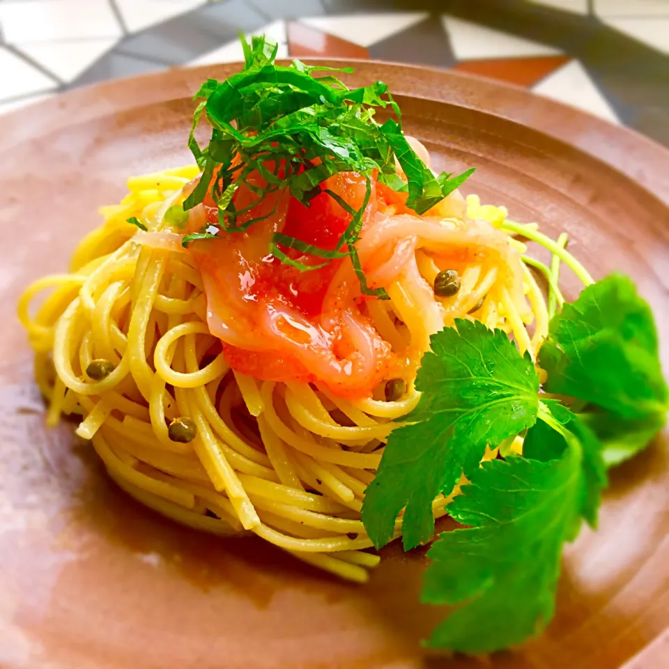 Snapdishの料理写真:イカ明太パスタ 載せるだけ♡|Cedro🍋さん