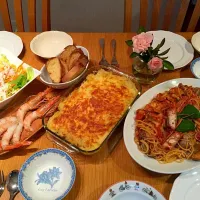 シェパードパイと魚介のトマトソースパスタ|Chisato Kondoさん