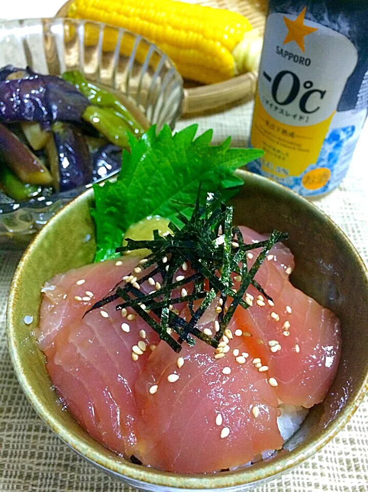 マグロ漬け丼〜👌😋 煮浸し💕|ゆかりさん