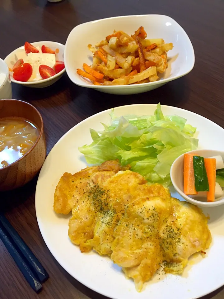 鶏のピカタの晩ご飯|mikaさん