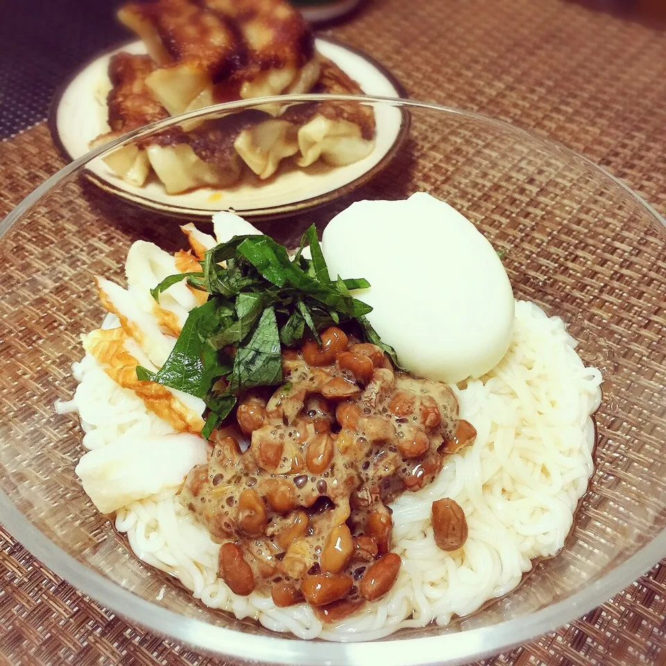 納豆ちくわと玉子のぶっかけ素麺🌟|さちさん