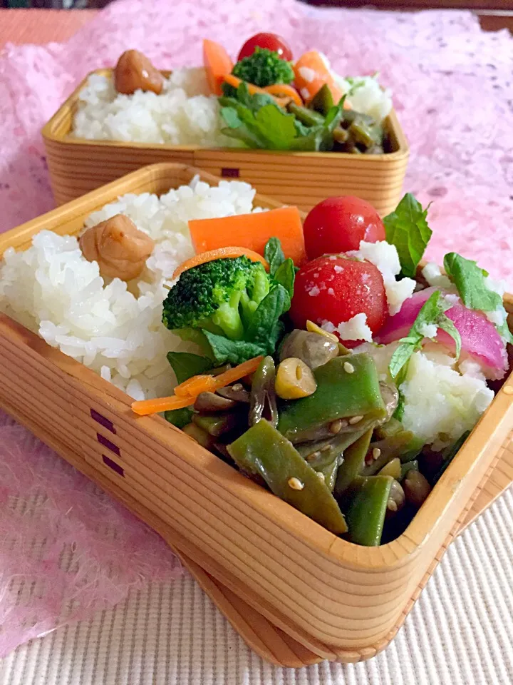 おはようございます。(　´_ﾉ` )暑いけど頑張る月曜日。ピクルスリメイクポテトサラダ。枝豆とモロッコインゲンの中華和え。|Kumi_loveさん