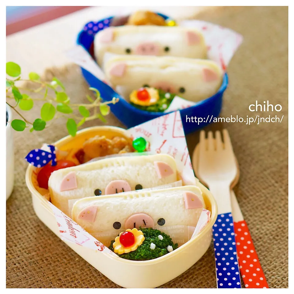 ランチパック風ぶたさん弁当♡|chihoさん