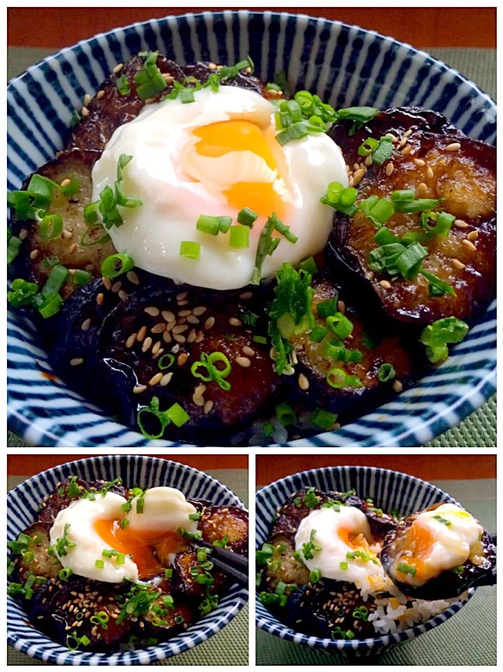 MMasahiro's Teriyaki bowl of egg&eggplant🍻もっちぃさんの茄子の照り玉どぉ〜んw|🌈Ami🍻さん