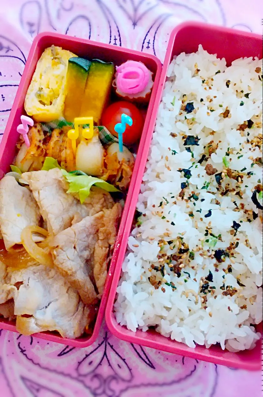 7月14日の娘弁当‼焼き肉とほたてのバター炒め弁当＊|ノリティアさん