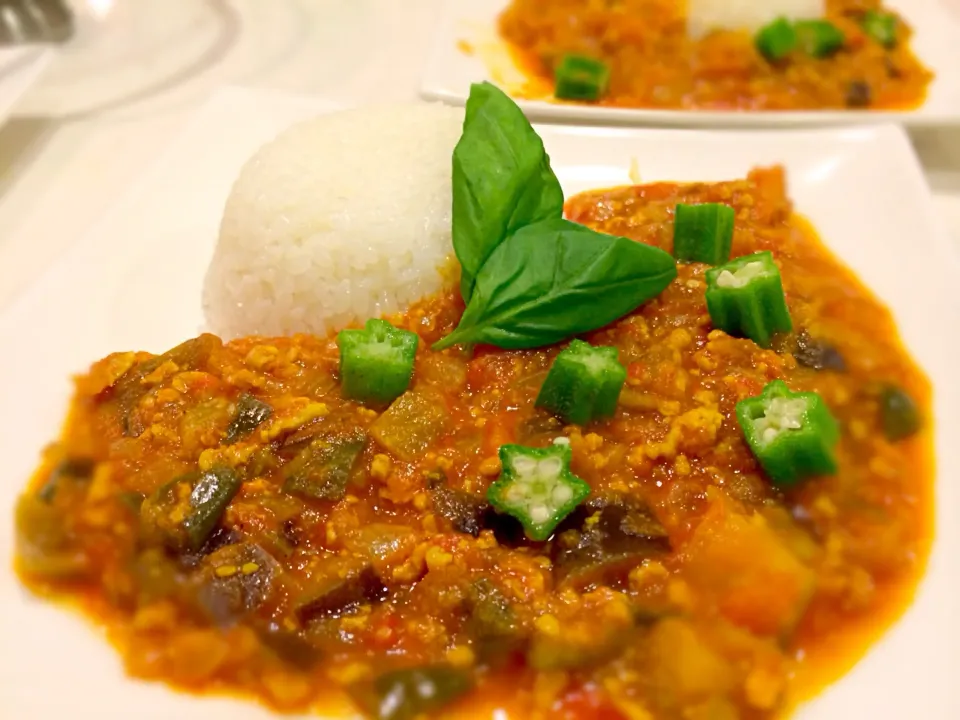 鶏ミンチと夏野菜のキーマカレー|なかじー。さん