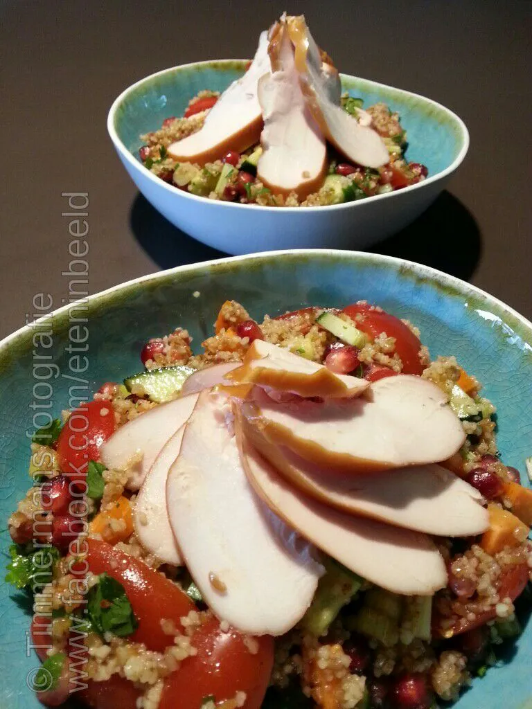 Couscous/bulgur-salad with lots of veggies and smoked chicken|Frank&Jolanda - Eteninbeeldさん