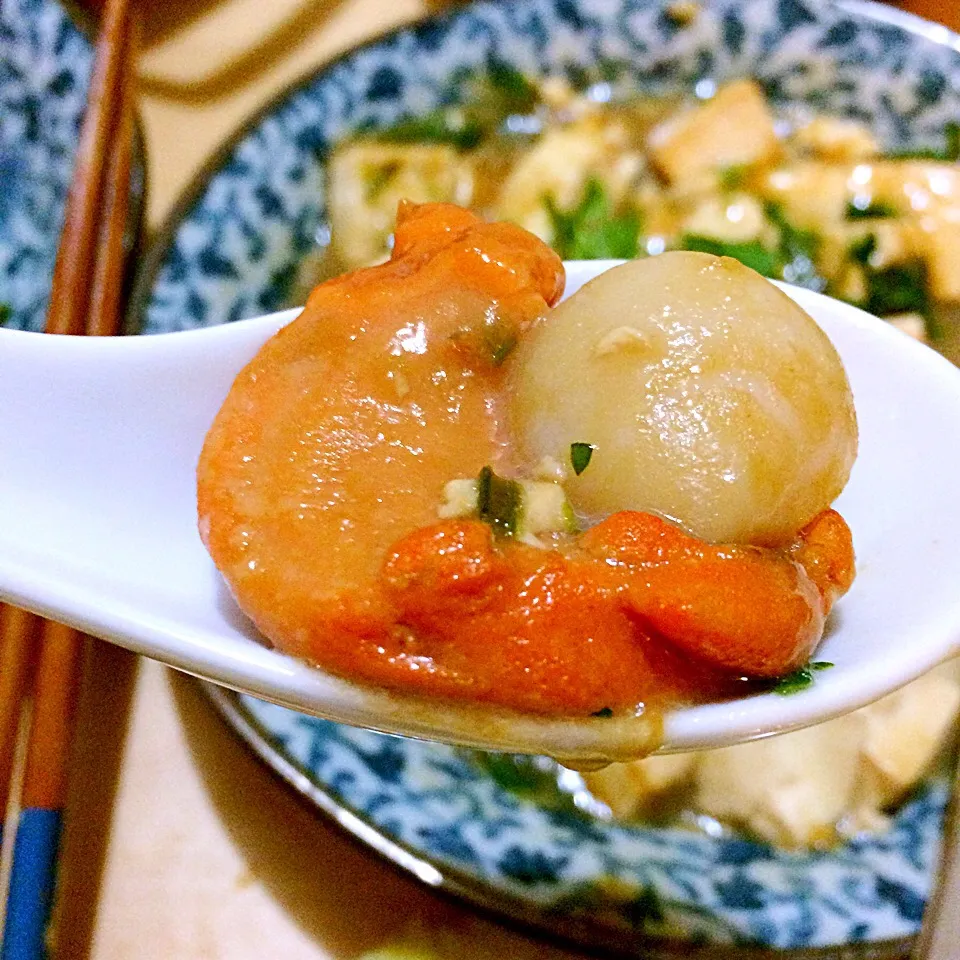 Snapdishの料理写真:鲜贝烧豆腐|Lindaさん