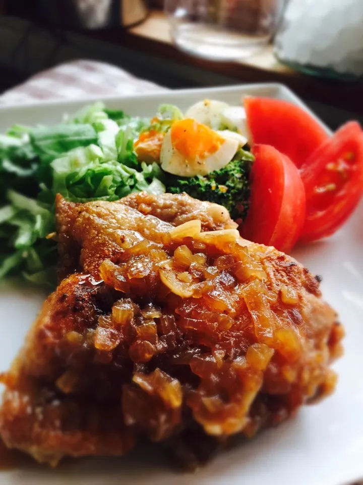 鶏もも照り焼きニンニクソースがらめ|Sachiyo Tanakaさん