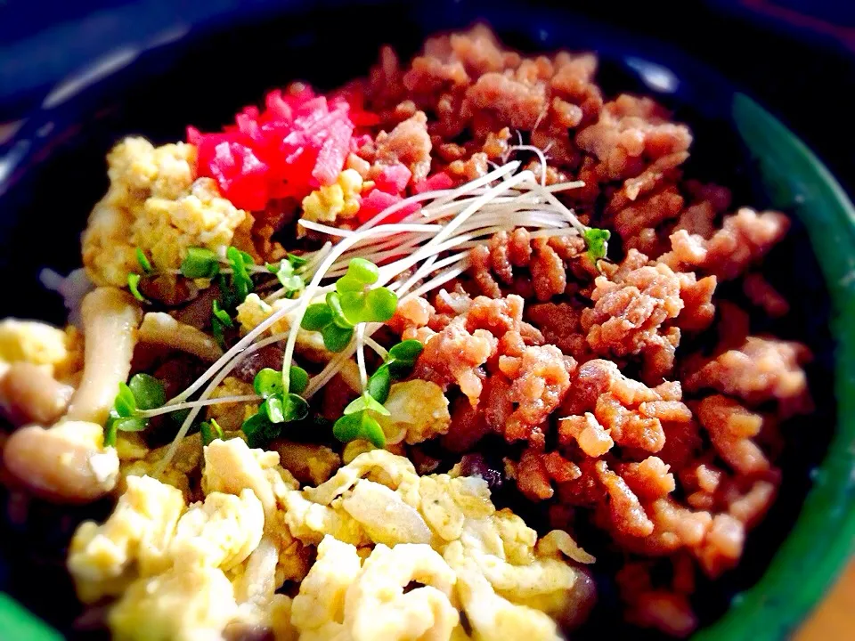 しめじ入り豚と卵のそぼろ丼^ ^|きょこさん