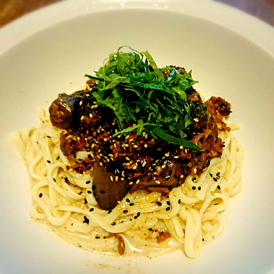 冷やし麻婆茄子うどん|プチテンよすさん