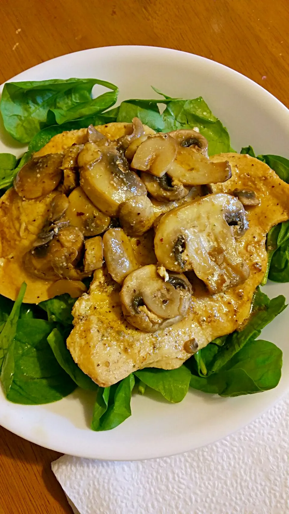 thin chicken breast and mushroom in a balsamic marsala  glaze..|mさん