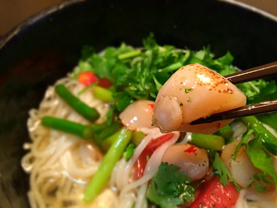 炙りホタテとニンニクの芽のエスニックそうめん6|半田手延べそうめんの店 阿波や壱兆さん