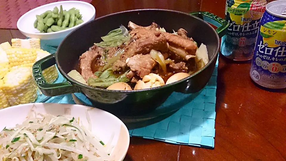 スペアリブの煮込み、とうもろこし、枝豆、ナムル|川端寿美香（ママンレーヌ）さん