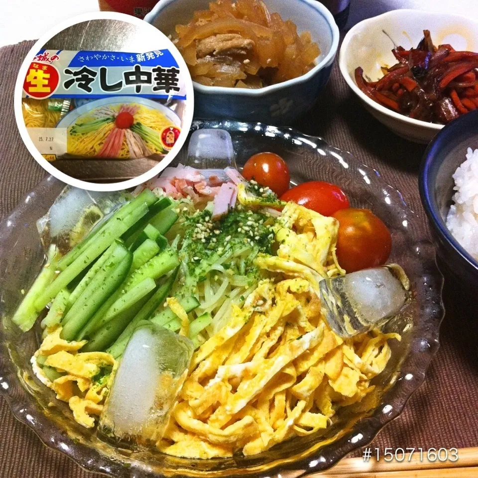 #15071603 名城の生冷し中華/大根と油揚げの煮物/大根の皮と人参のキンピラ風/ご飯 ¥270|dune725さん