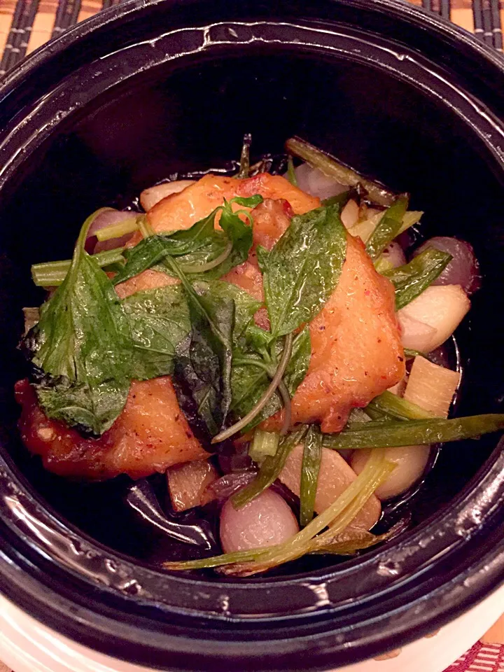 白身魚とにんにくの蒸し物|流線形さん