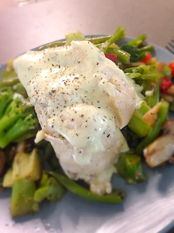 Poached chicken and mixed veg|robyn leeさん