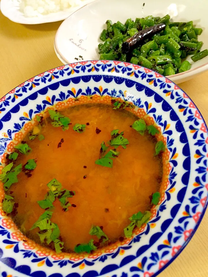 ダル豆カレー  と  いんげんのスパイス炒め|でおでおさん