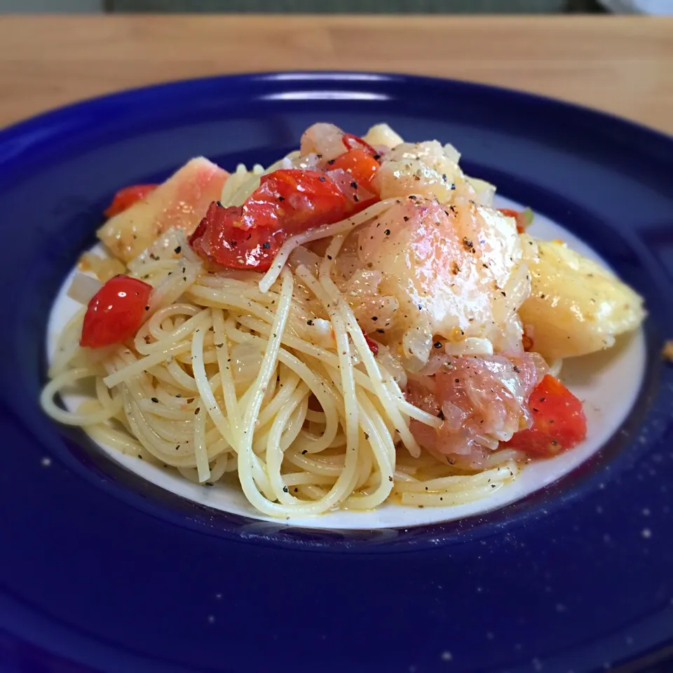 さちこ(さがねっち)さんの料理 桃の冷製パスタ〜SKY的な♡|さちこ(さがねっち)さん