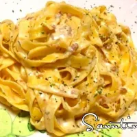 Snapdishの料理写真:✨🍝CHEESE ALFREDO...used 3 kinds of cheese!yum!😋ベーコン、生クリーム&3種類のチーズ入りソースのフェットチーネ(*^_^*)😋おいちぃ~~~✨