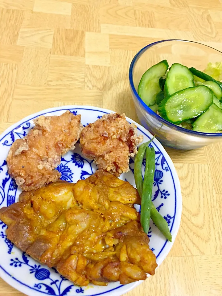 タンドリーチキン・鶏唐揚・胡瓜の塩胡椒漬けサラダ|Tarou  Masayukiさん