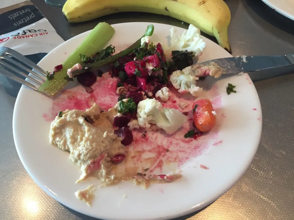 Humus + beetle and green salad + raw celery sticks, baby carrots and conopida|Georgeさん