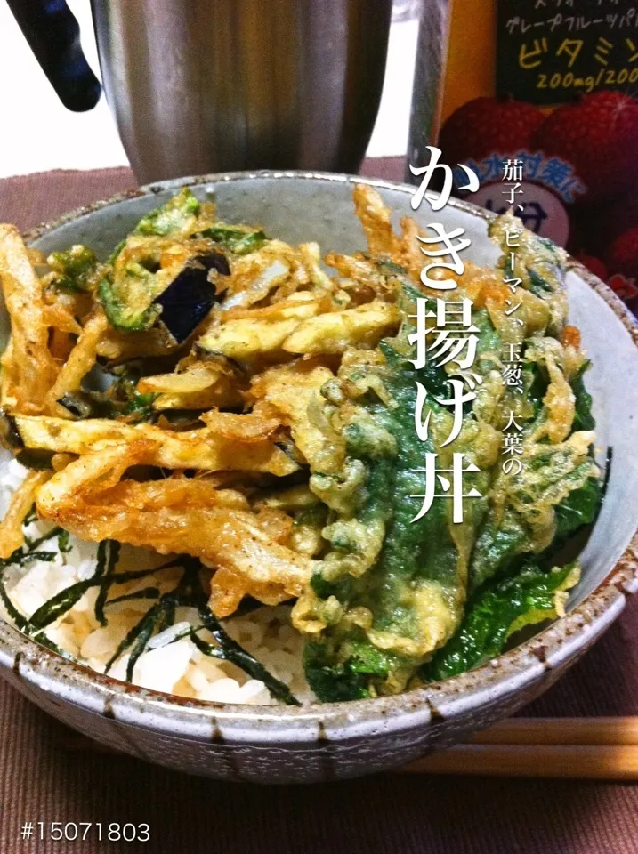 #15071803 かき揚げ丼(茄子/ピーマン/玉葱/大葉) ¥190|dune725さん