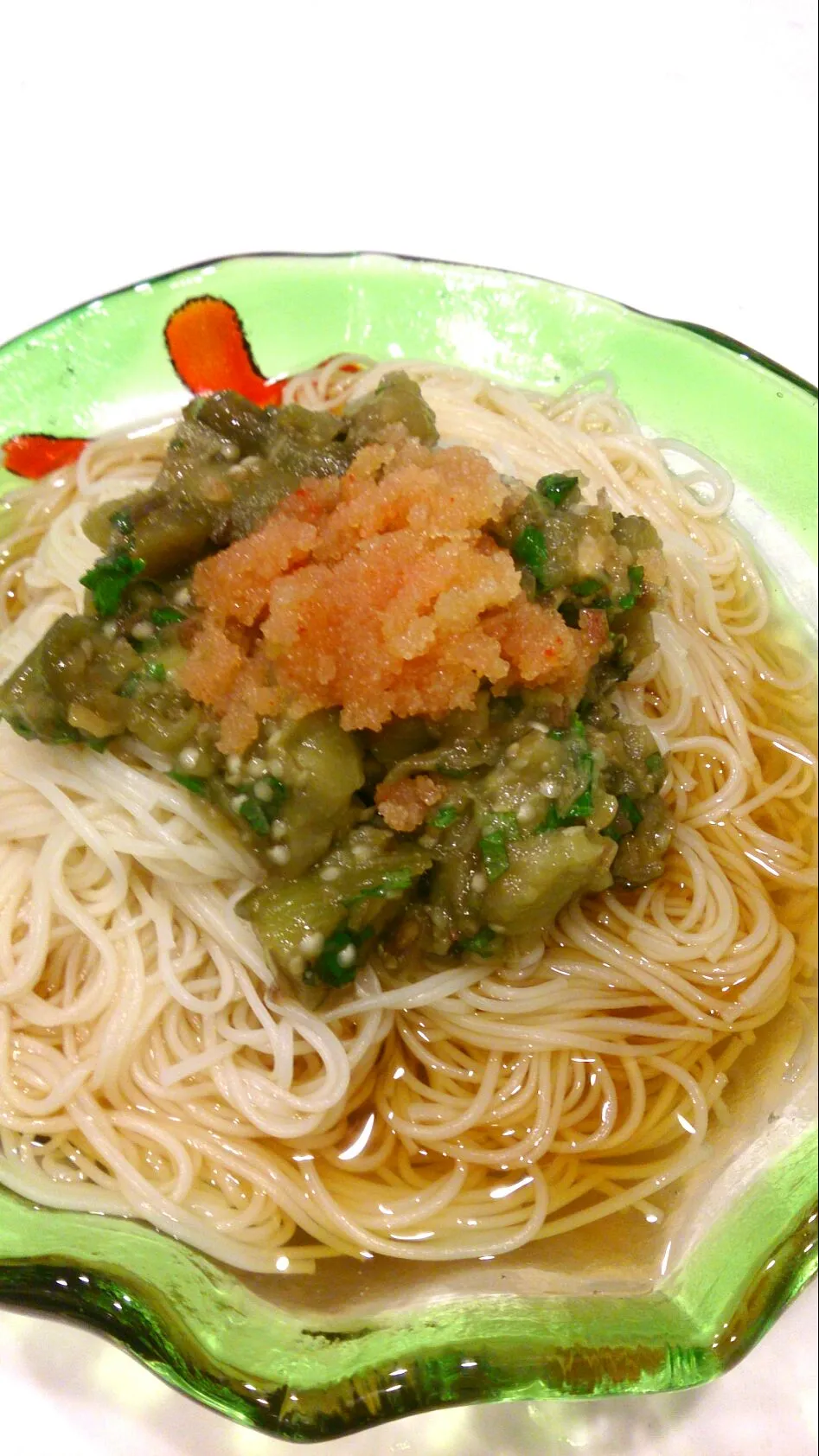 茄子のなめろう風ぶっかけ素麺～明太子のせバージョン|ゆかさん