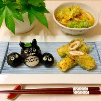 天ぷらうどん&トトロおにぎり