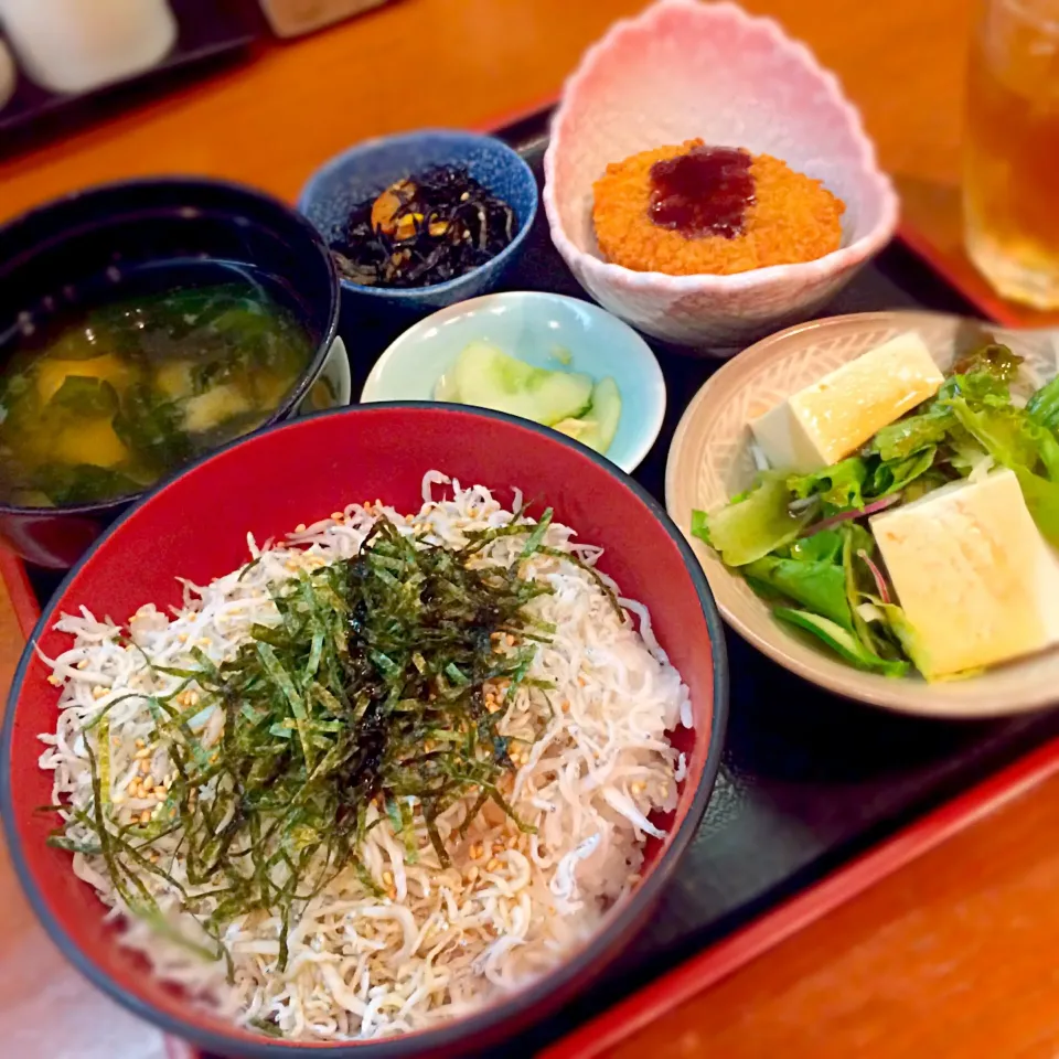 祭日のランチ 釜揚げしらす丼+コロッケ定食|uchikawa hiroshiさん