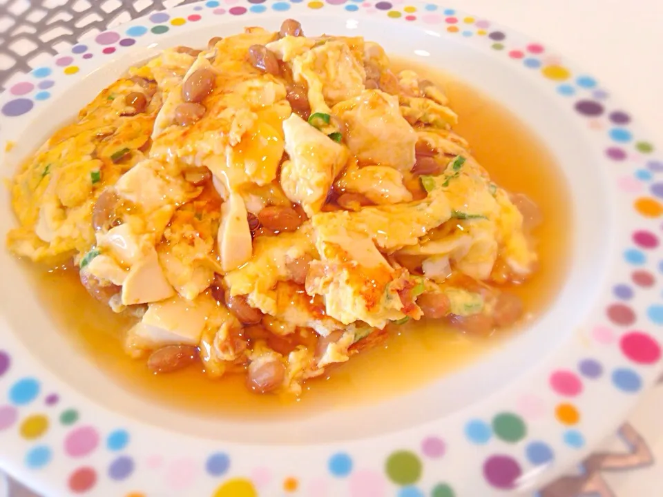 りえぞ～さんの料理 豆腐と納豆のオムレツというか炒り卵？～和風あんかけで|ゆきさん