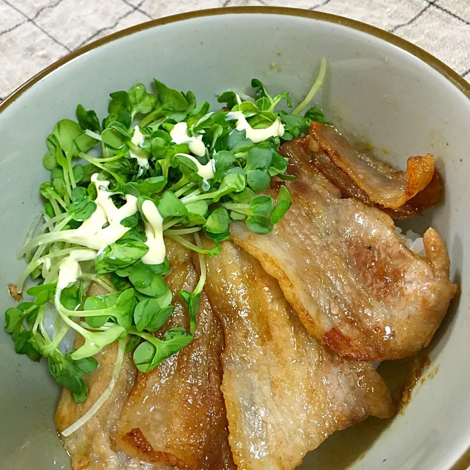 豚バラ丼  〜ワサビ醤油〜|アッツさん